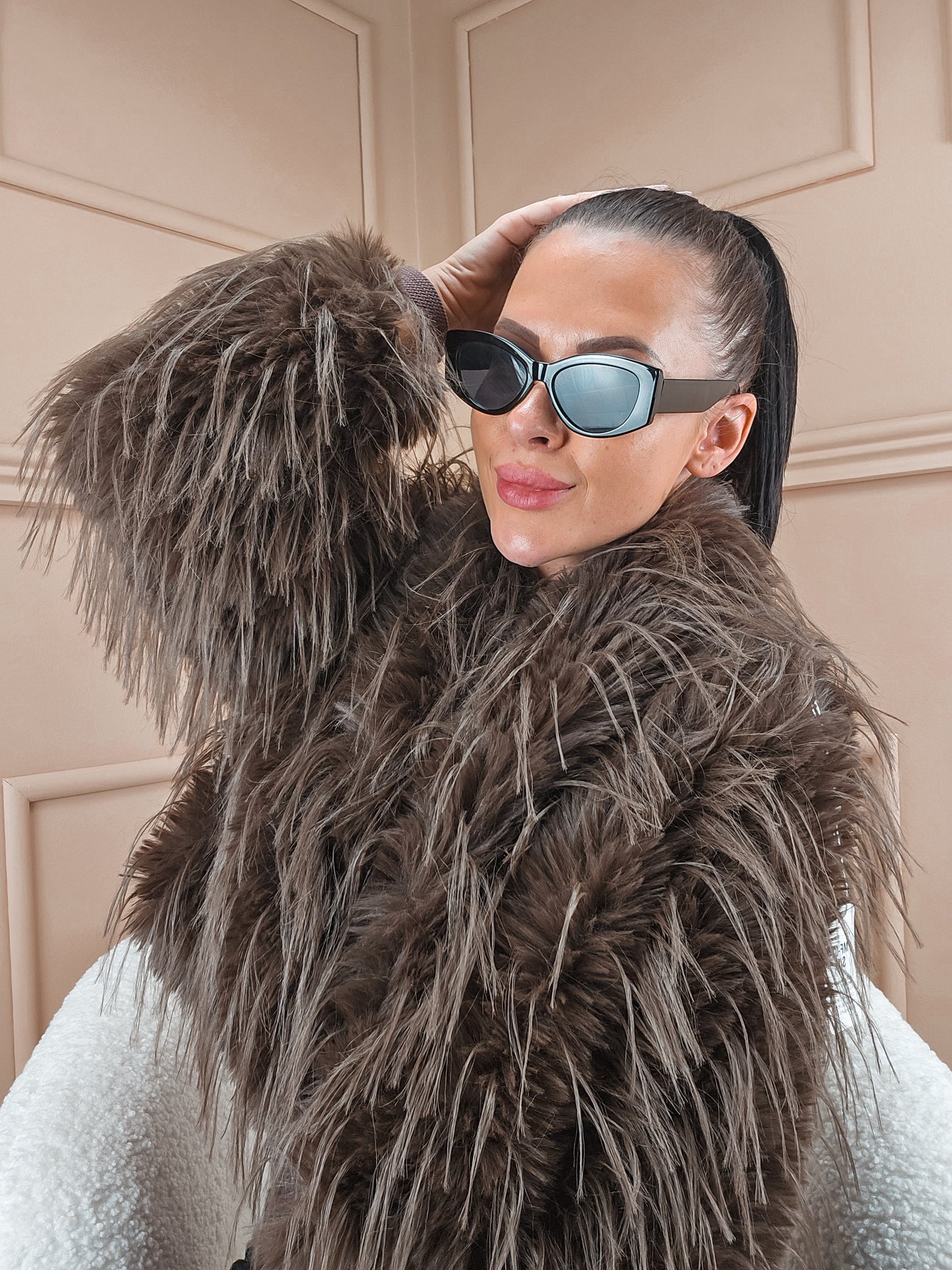 Veste en fourrure synthétique Cynthia marron