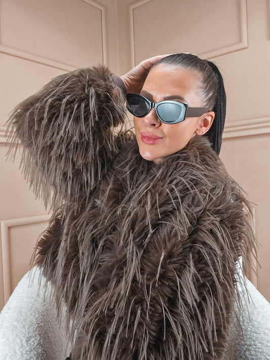 Veste en fourrure synthétique Cynthia marron