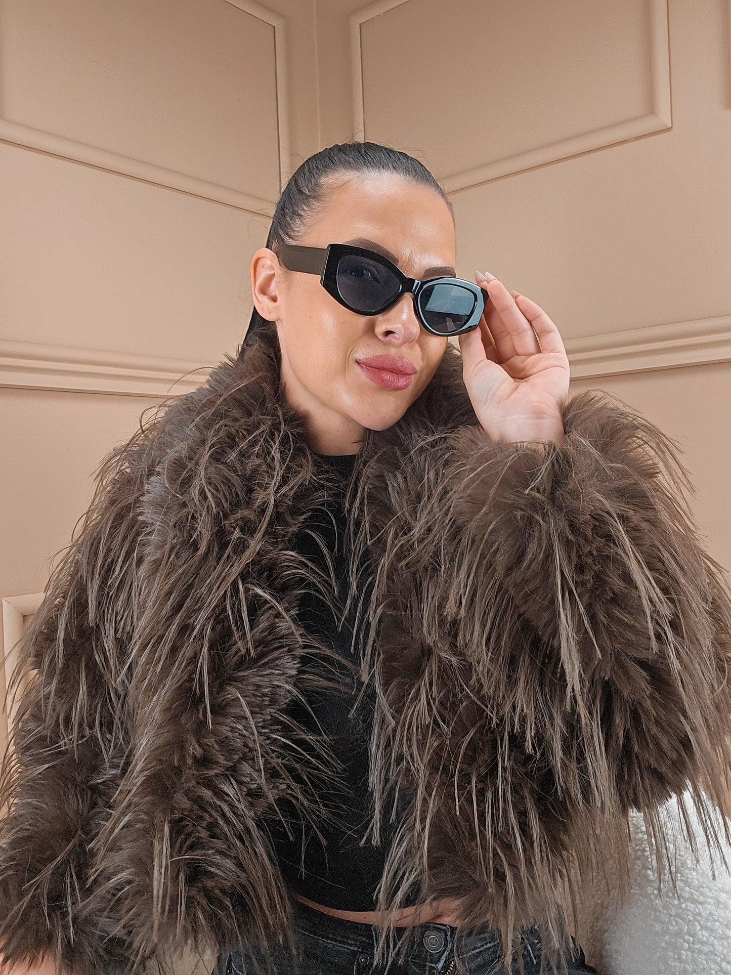 Veste en fourrure synthétique Cynthia marron