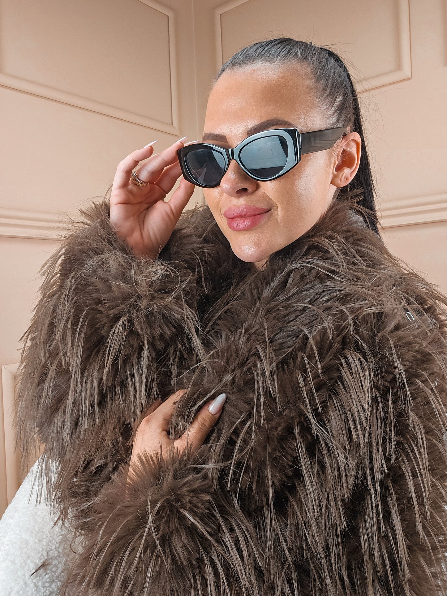 Veste en fourrure synthétique Cynthia marron