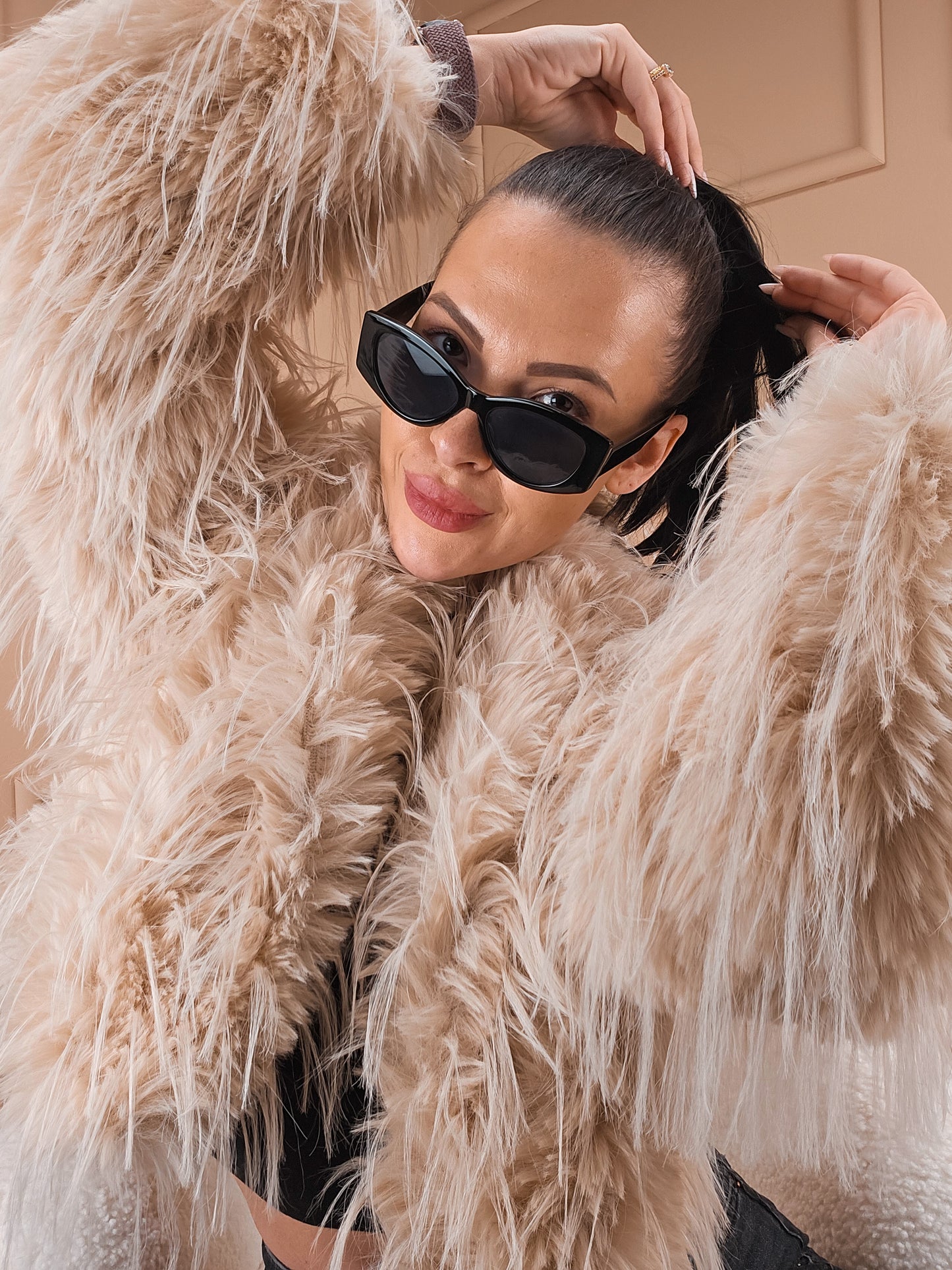 Veste en fourrure synthétique Cynthia Crème