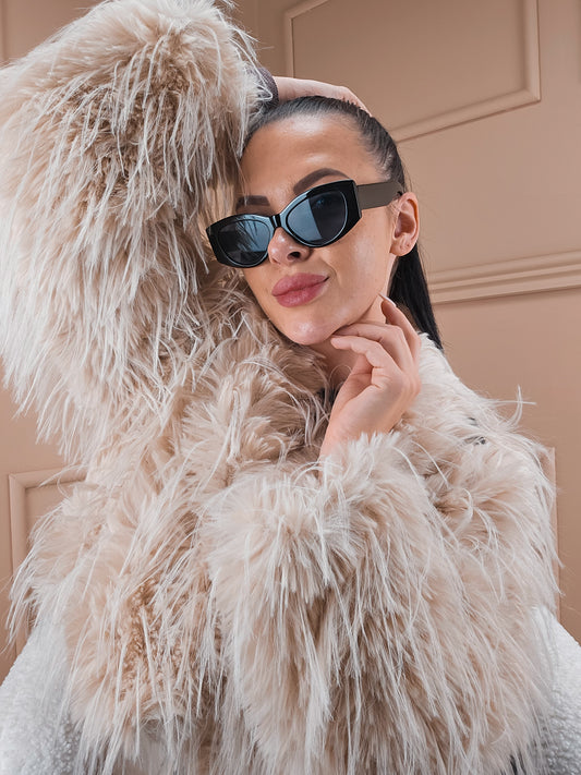 Veste en fourrure synthétique Cynthia Crème