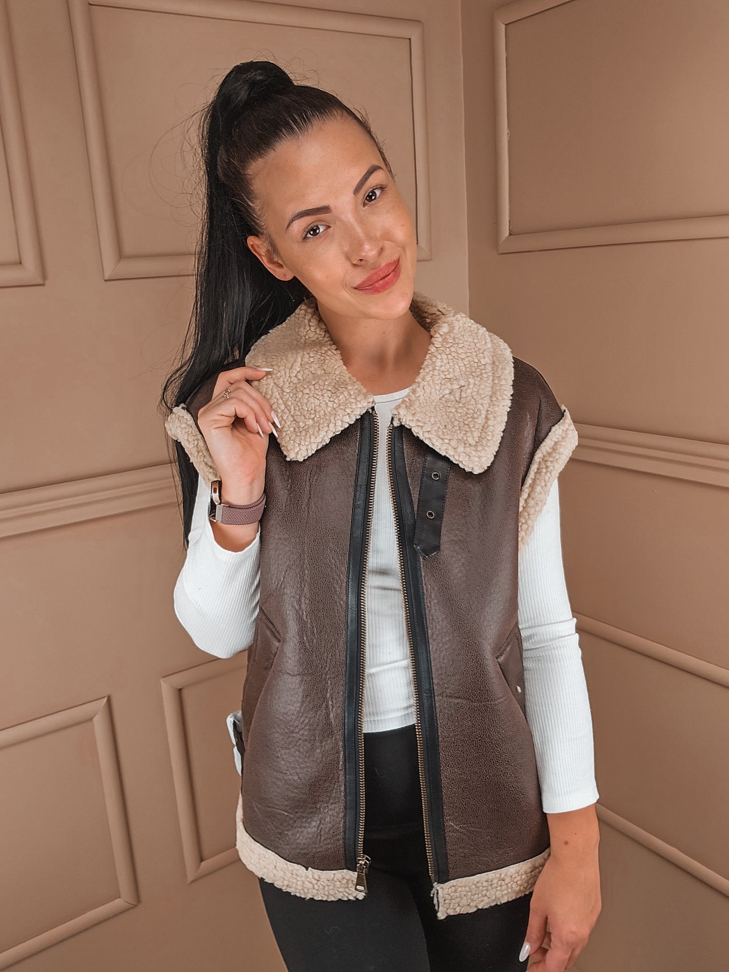 Veste sans manches Camilla marron