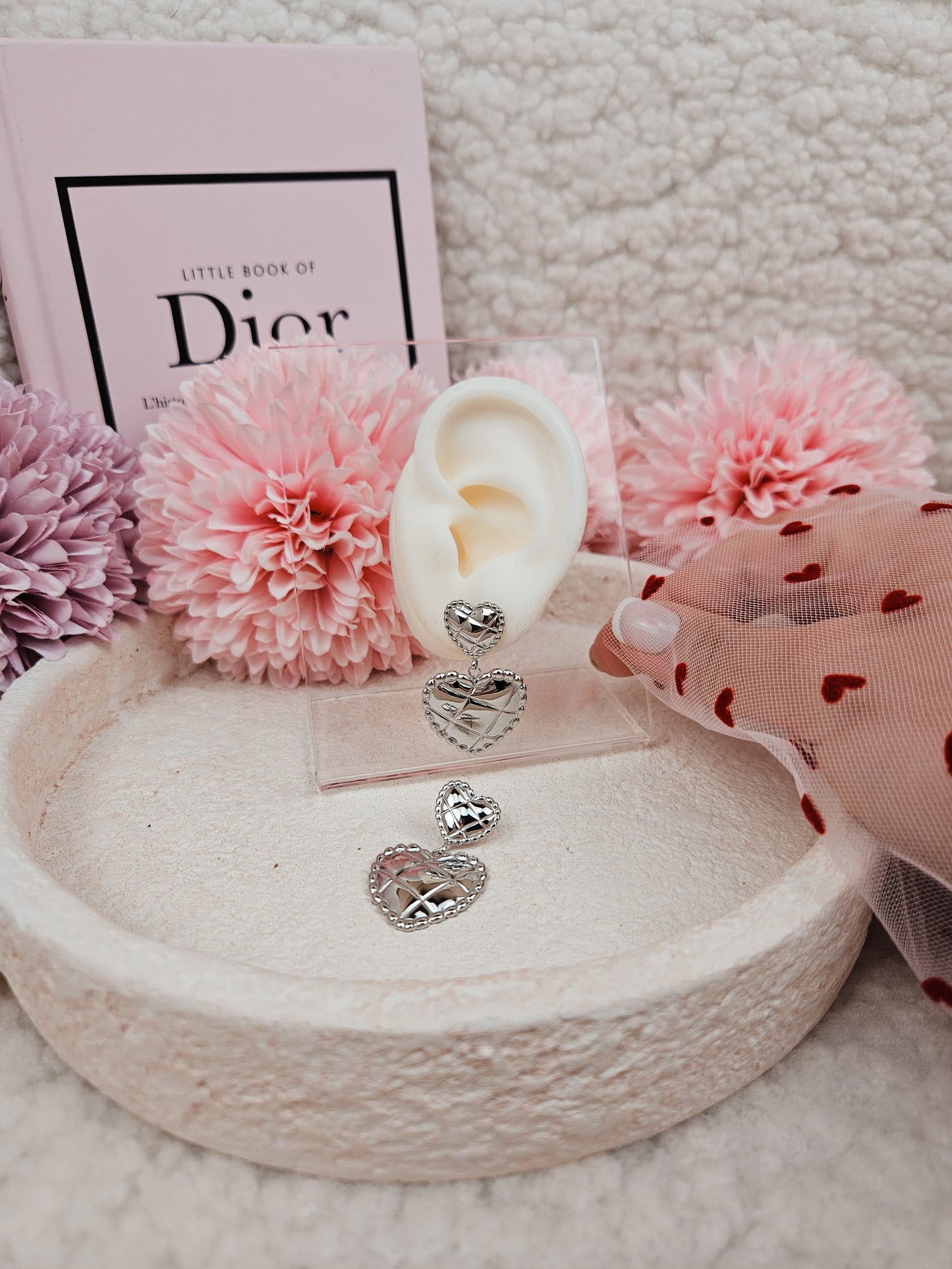Boucles Double heart ARGENTÉ