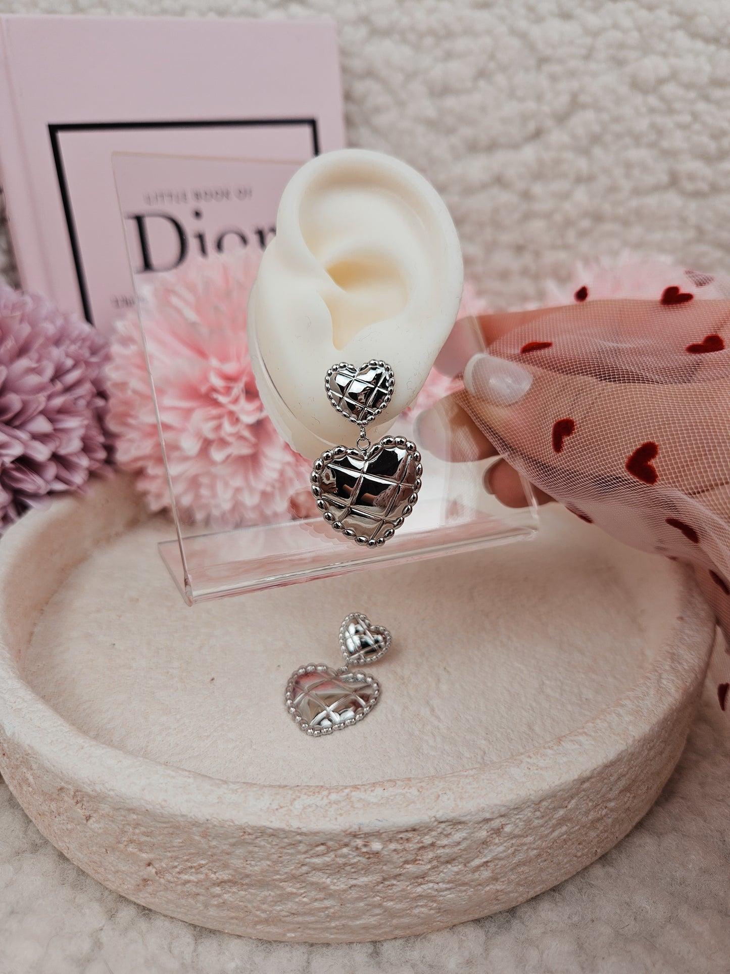 Boucles Double heart ARGENTÉ