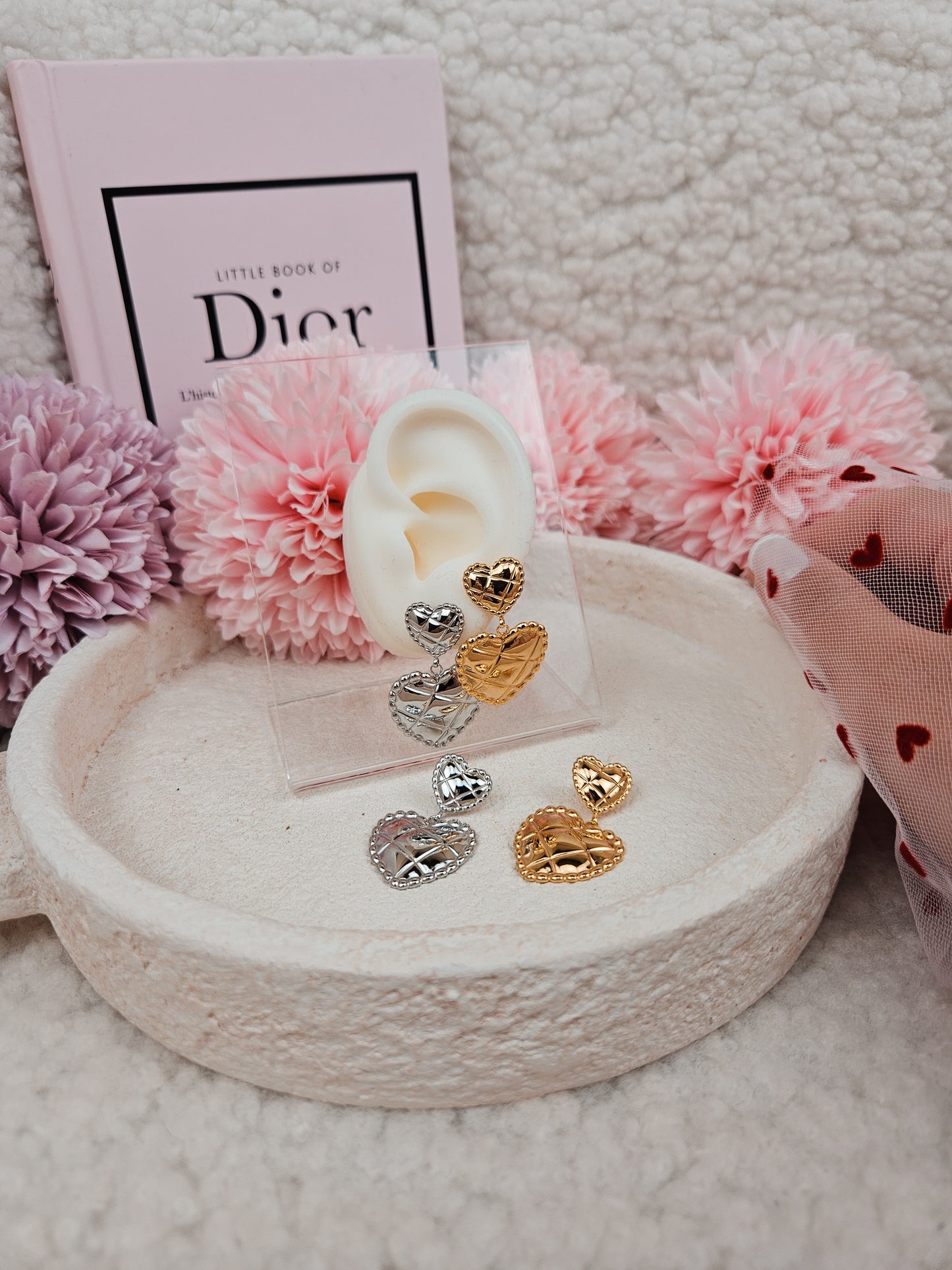 Boucles Double heart ARGENTÉ
