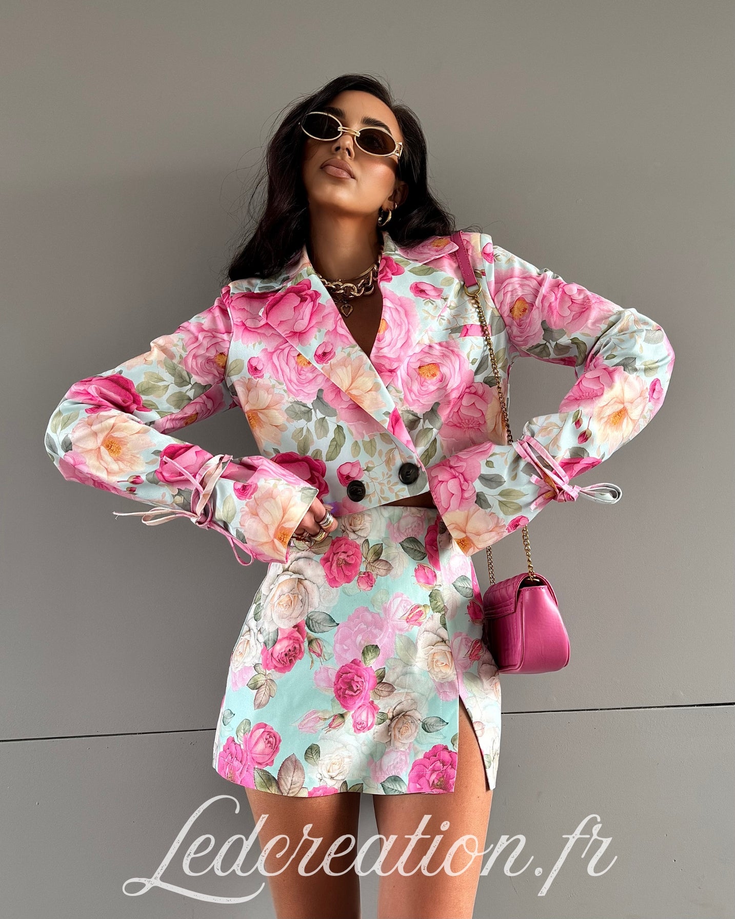 Blazer jeans Flower garden baby blue