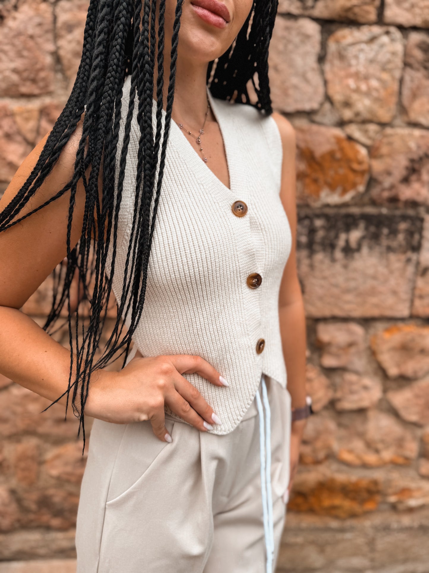 Gilet sans manches Arianna crème
