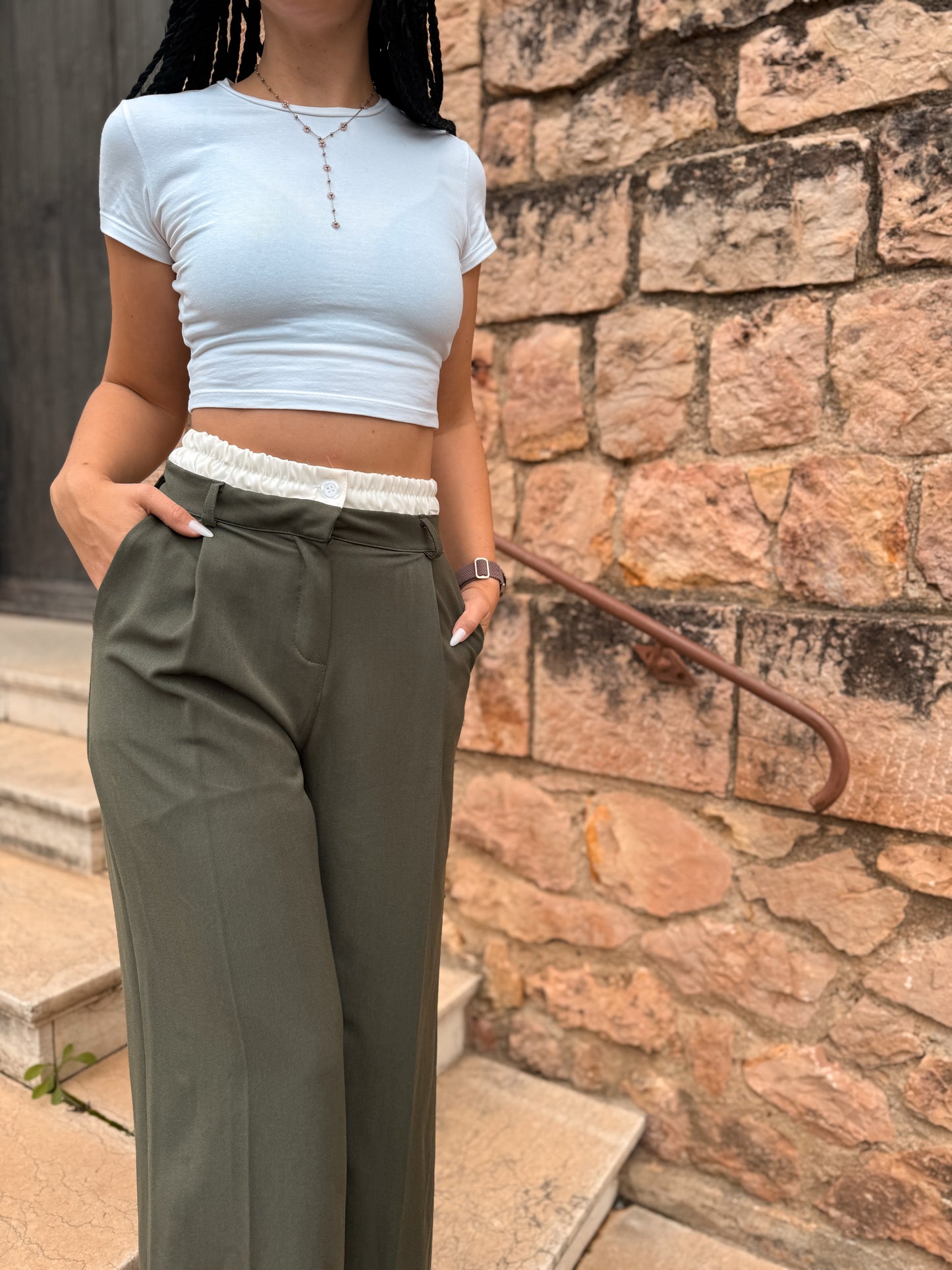 Pantalon Bianca army green