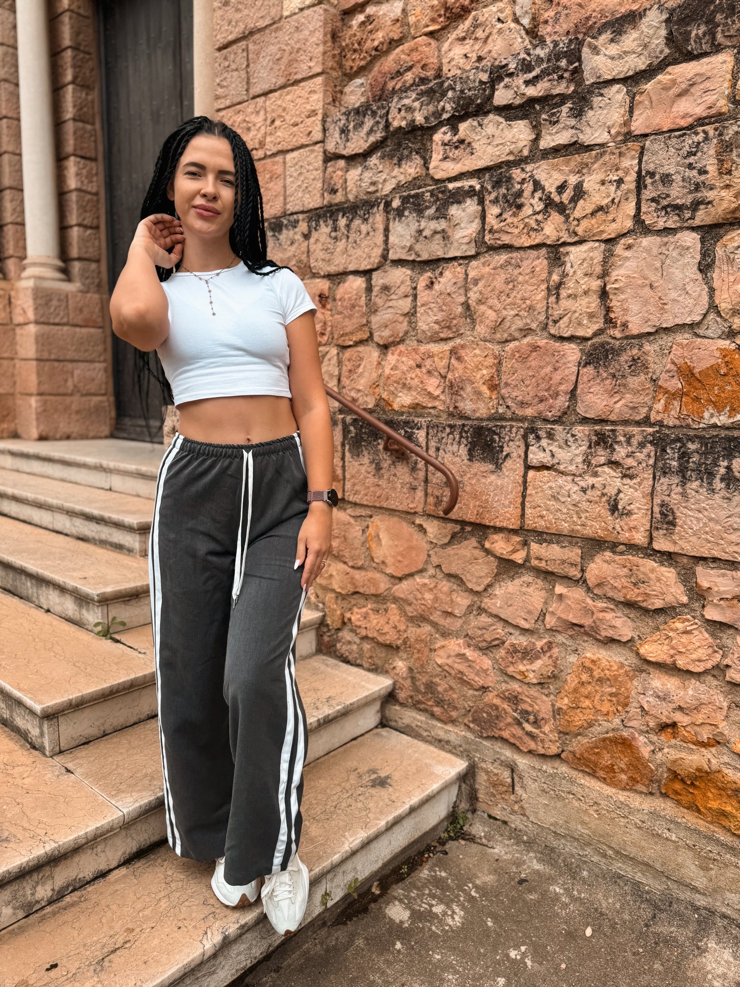 Pantalon Rosa Gris
